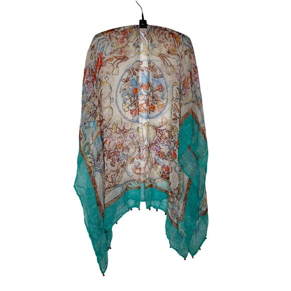 Soft Surroundings Sheer Open Front Flowy Jacket/Tunic:Cover Up Beaded Hem Sz S/M - Picture 1 of 15